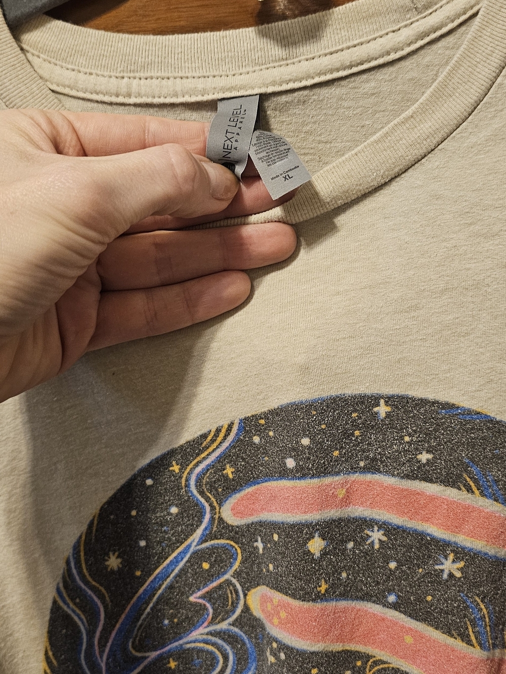 Next Level Apparel Cream Short-Sleeve Tee with Multicolor Cosmic Raven Print - Picture 5 of 5